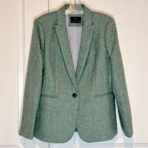 J. Crew Parke Sea Green Herringbone Moon Wool Single Button Blazer 12